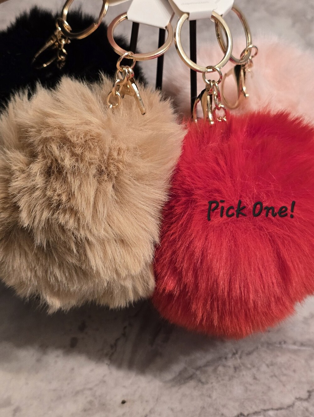 Faux Fur Pom Keychain - Choice Of 1